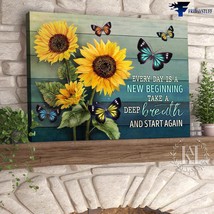 Sunflower Butterfly Every Day Is A New Beginning Take A Deep Breath And Start Ag - £12.98 GBP