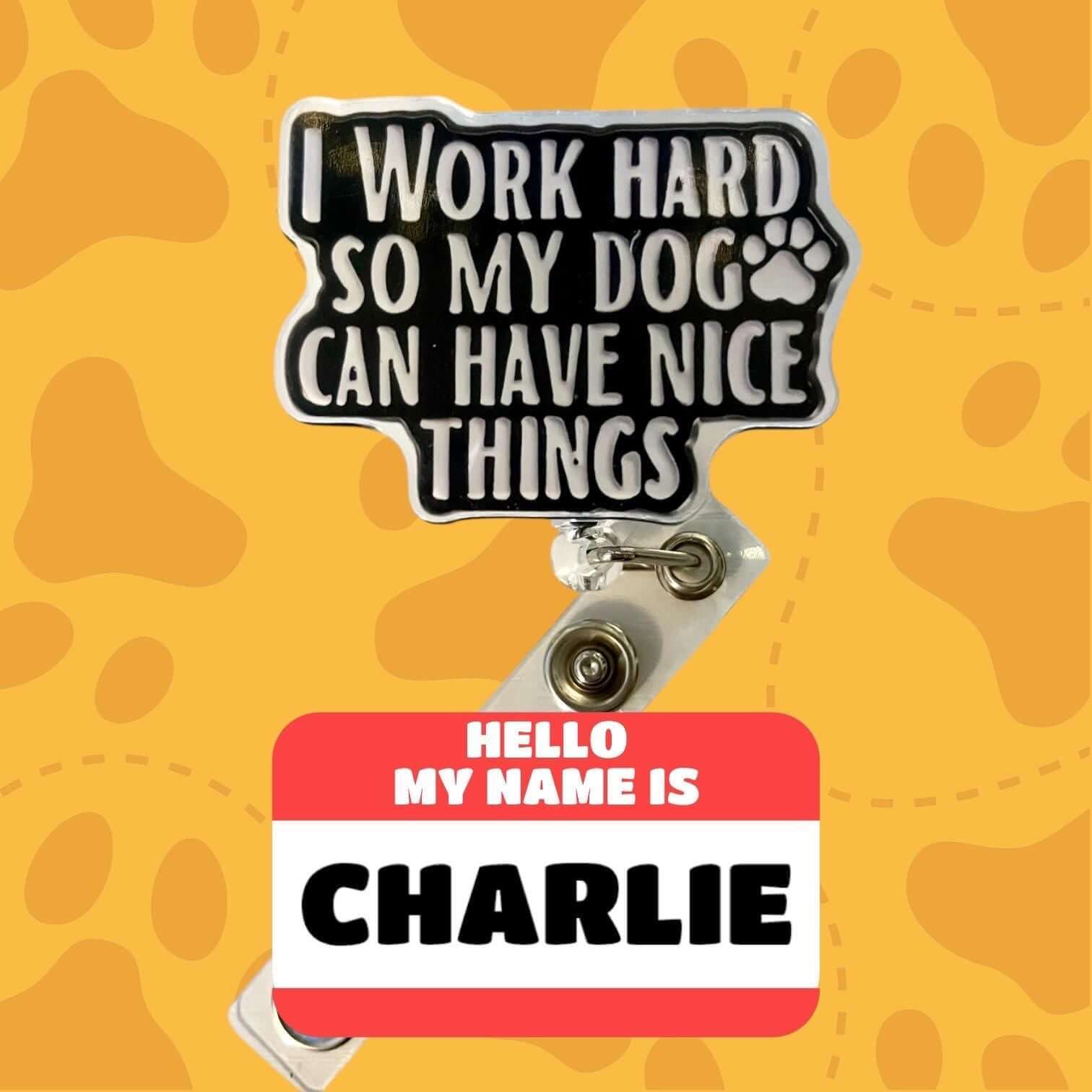 Retractable Badge Reel for Dog Lovers - Sturdy Acrylic with Paw Print Design, Id