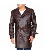 Lapel Collar Trench Leather Jacket - $633.93 CAD