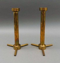 Pair Of Modernist Heavy Solid Brass Candlestick Candle Holder Set Of 2 - £639.47 GBP