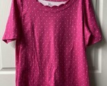 Kim Rogers Short Sleeved Knit Top Womens Large Hot Pink Polk A Dot Print... - $13.74