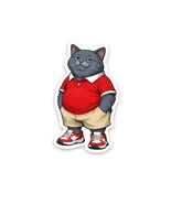 Fat Cat Sticker Vinyl Decal Waterproof Casual Attire Adult Humor Cat Lover - $4.50+