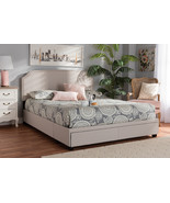 Louise Beige Fabric Upholstered 2-Drawer Queen Size Platform Storage Bed - $10,607.95 MXN