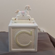 Vintage Bone China ABC Toy Block Nightlight with Rocking Horse Nursery Decor - £22.15 GBP