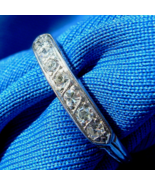 EARTH MINED DIAMOND ORIGINAL Deco Wedding Band 14K WHITE GOLD Antique Sl... - $1,610.25