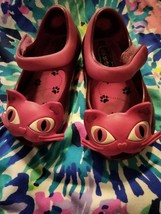 Mini Melissa Kitty Cat Pinkish Red Glittery Jelly Flat Shoes Toddlers  Sz 5 Meow - £26.90 GBP