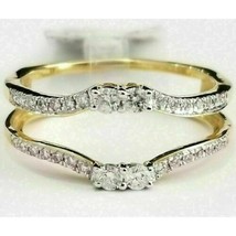 1 Karat Künstlicher Diamant Solitaire Schutz Wickel Bei Ring Gelb Versilbert - £161.74 GBP