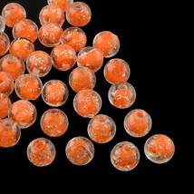 10 Glow In The Dark Glass Beads 12mm Lampwork Orange Jewelry Making Supplies B - £3.18 GBP