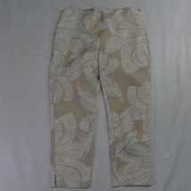 So Slimming Chico&#39;s 0 / 4 Whtie Floral Print Side Zip Crop Dress Pants - £8.63 GBP