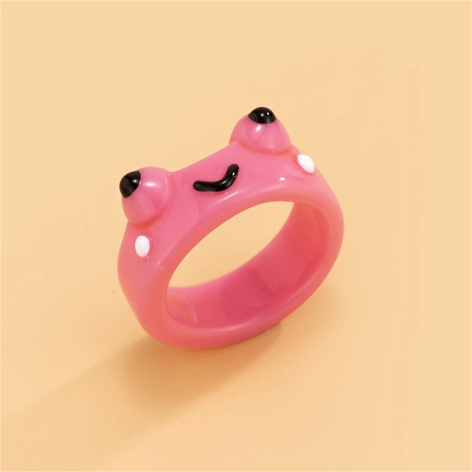 Play Cute Smile Frog Resin Rings For Women Girls Funny Cartoon Bear Octopus Ring - £23.17 GBP