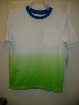 Wonder Nation Boys T Shirt Size Large (10-12) Dip Dye White &amp; Green Ring... - £7.89 GBP