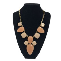Kate Spade Chunky Statement Necklace Peach and Cream Gold Tone Link Chain  - £47.35 GBP