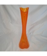 Vintage Lefton Japan Art Glass Tangerine Orange Tall Swung Vase 15”T 3.5”W - $94.76 CAD