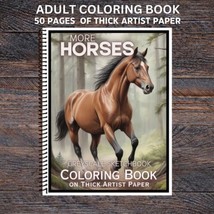 More Horses- Spiral Bound Adult Coloring Book - Thick Artist Paper - £25.57 GBP