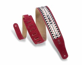 Levy&#39;s - MSJ26-BRG - 2 1/2&quot; Wide Burgundy Suede Leather Guitar Straps - £47.77 GBP