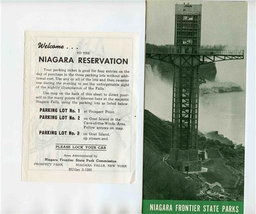 Primary image for Niagara Frontier State Parks Brochure Niagara Reservation Parking Ticket 1963