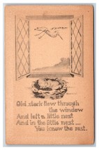 Birth Announcement Stork Flew Thru Window You Know Rest Unused DB Postcard H26 - £5.39 GBP