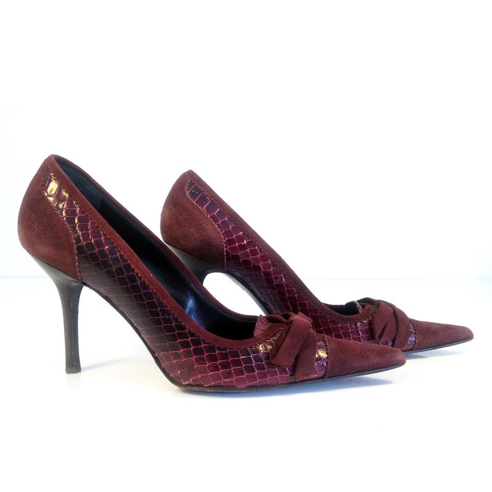 Dolce & Gabbana bordeaux snakeskin & suede leather pointy classic pumps Item image 4