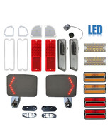 70 Chevy GMC Truck LED Red &amp; Clear Tail Park Lamp Lenses w/ Door Mirror Set - $665.47 CAD