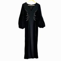 Velvet and Rhinestone Black Balloon Sleeve Gown Renaissance by Femi 9 - £76.07 GBP