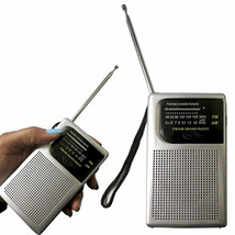 Am Fm Portable Pocket Radio Battery Operated Mini Radio Antenna Receiver Speaker - £24.20 GBP