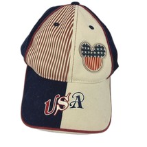 Disney Mickey Mouse Hat USA Red White Blue American Flag Cap - £7.63 GBP