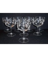 8 Vintage Cut Etched Glass Floral Burst 5&quot; Stem CHAMPAGNE 8 Oz Bar Glasses - $639.77 MXN