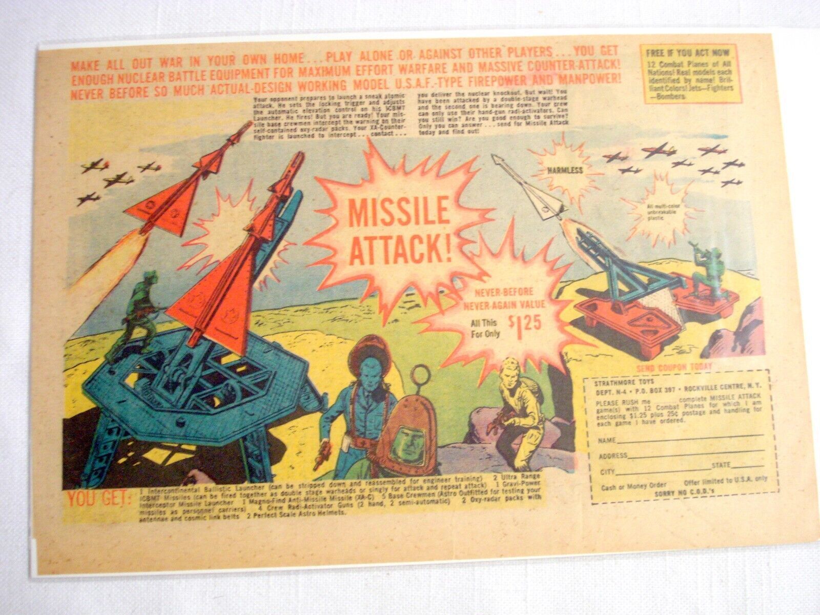 Primary image for 1963 Ad Missile Attack by Strathmore Toys, Rockville Center, N. Y.