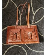 Vintage Cristian Made in Italy Equestrian Brown Leather Purse Pockets an... - $79.20