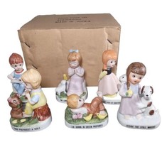Lot of 6 Porcelain Figurines with Bible Verses and Animals Made in Korea Vintage - £20.66 GBP