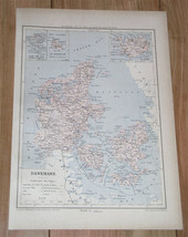 1887 Original Antique Map Of Denmark Bornholm Faroe / Iceland - £13.66 GBP