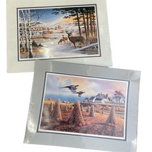 Jerry Raedeke Matted Prints Changing Seasons II Pheasants And III Deer Signed - £22.91 GBP