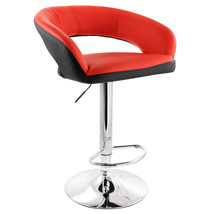 lama Adjustable Faux Leather Open Back Bar Stool in Red and Black - £197.95 GBP