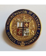 Memorial Hospital Glendale 10 Year Service Pin Lapel Hat Vest Round Pinback - €17,03 EUR