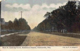 Main Street Residence District Clintonville Wisconsin 1909 postcard - £5.87 GBP