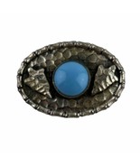 Vintage Oval Primitive Shield with Arrowheads, Blue &#39;Stone&#39; Silver Tone ... - $14.01