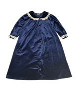 Womens Vintage Komar Victorian Robe Nightgown Blue Velour Lace 70’s Retr... - $49.49