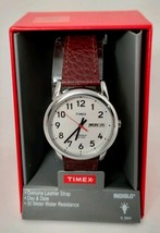 Timex Men&#39;s Easy Reader Brown Leather Watch Indiglo 35mm Case T20041 New... - $19.79