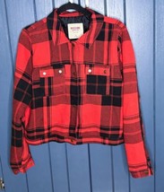 Buffalo Plaid Cropped Jacket Juniors XXL Red Black Checkered Edgy Emo Gr... - $14.85