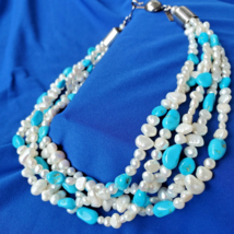 NATIVE American Artie Yellowhorse Turquoise Pearl Sterling 5 Strend Necklaces - $1,610.25