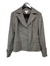 Ann Taylor Loft Wool Blazer Jacket Black &amp; White Plaid Lined Career Casu... - £27.22 GBP