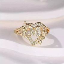 2Ct Round Cut Lab-Created Diamond Initial &quot;M&quot; Fancy Ring 14K Yellow Gold Plated - $118.27