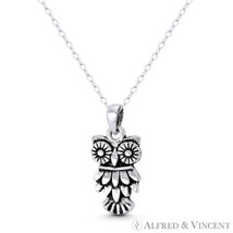Perched Owl Bird Charm Animism Jewelry Pendant in Oxidized .925 Sterling Silver - £14.53 GBP+