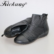 Kickway Women summer boots Plus size 34-43 44 Cut outs flat shoes women Genuine  - £67.04 GBP
