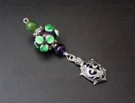 Jade and Amethyst Emerald Flower Turtle Blessingway bead - Blessing, baby shower - £12.51 GBP