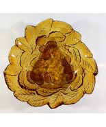 Vintage AMBER INDIANA GLASS Bowl Dish LOGANBERRY w LEAVES Candy Nut Dish - $16.28 CAD