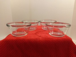 Set of 4 Anchor Hocking Custard Cups  Clear Glass 1034 Ramekin Dishes 6 oz USA - £10.28 GBP