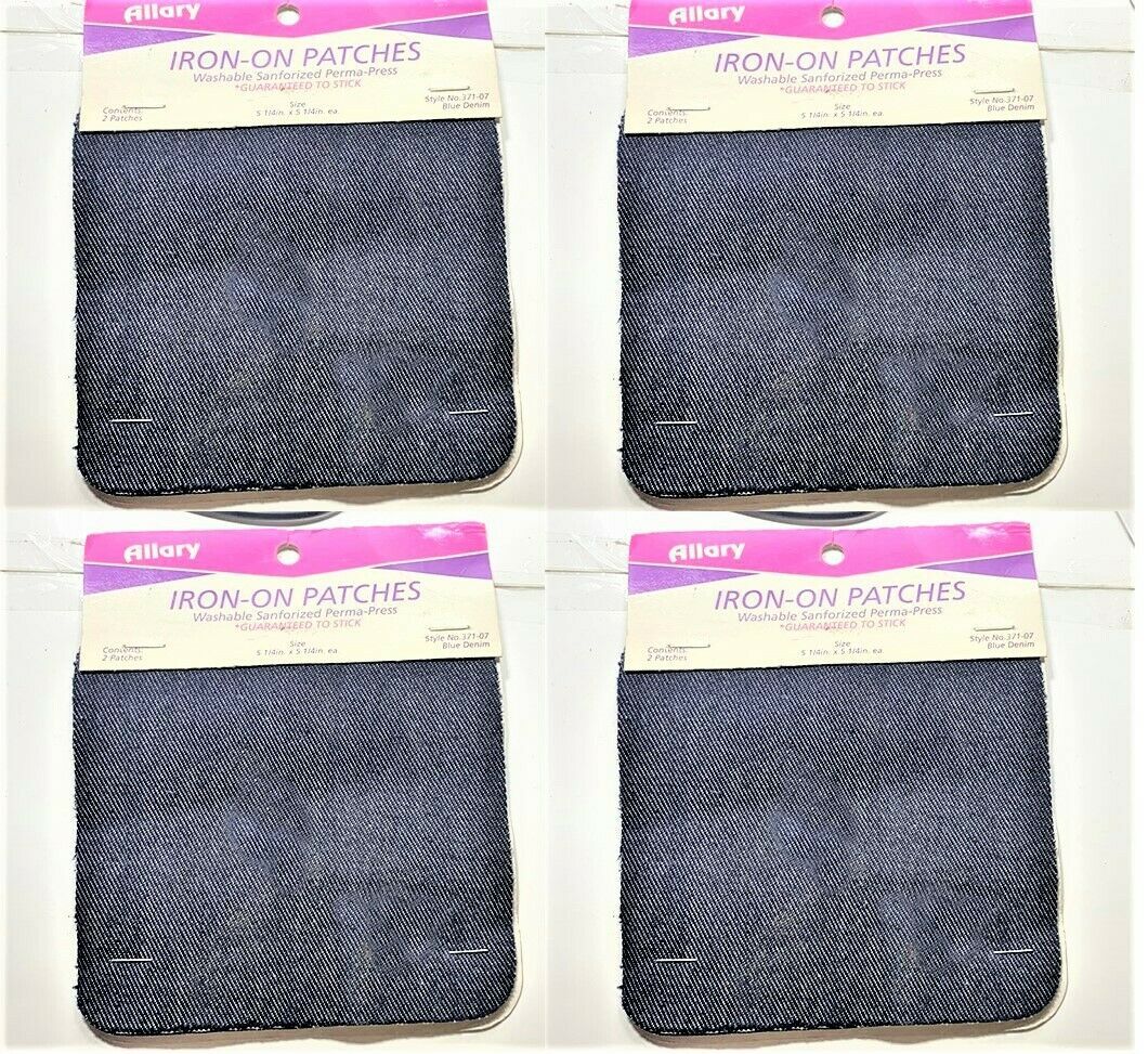 LOT OF 4 Allary Iron On Denim Repair Patches Kit 5 1/4" x 5 1/4" -2 Patches/Lot - $7.91