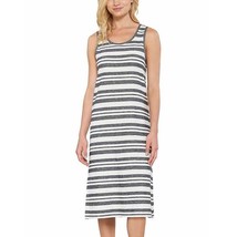 Matty M Ladies Side-Slit Tank Dress, Stripe Charcoal Grey - Size MEDIUM - £11.78 GBP