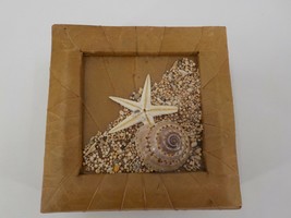 DELICATE LEAF COVERED BOX W NOTE PAPER HOLDER BEACH SHELLS STARFISH SAND... - $25.99